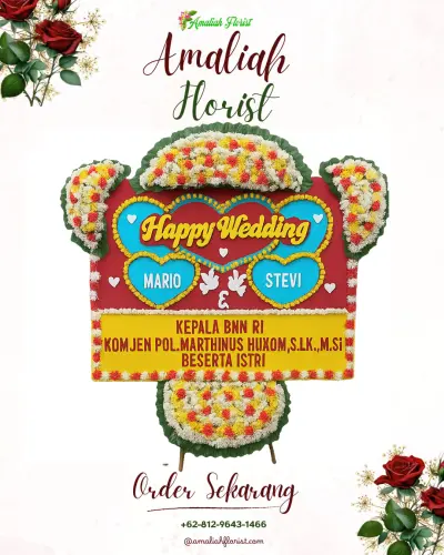 Karangan Papan Bunga Pernikahan di Loji